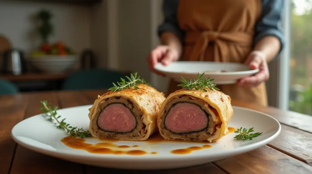 beef wellignton crepe recipe serving