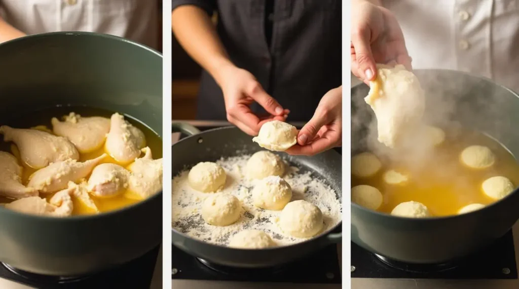 Southern Dinner Ideas - classic Chicken and Dumplings recipe preparation