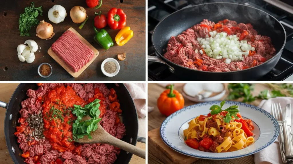 Simply brown the lean ground beef ingredients