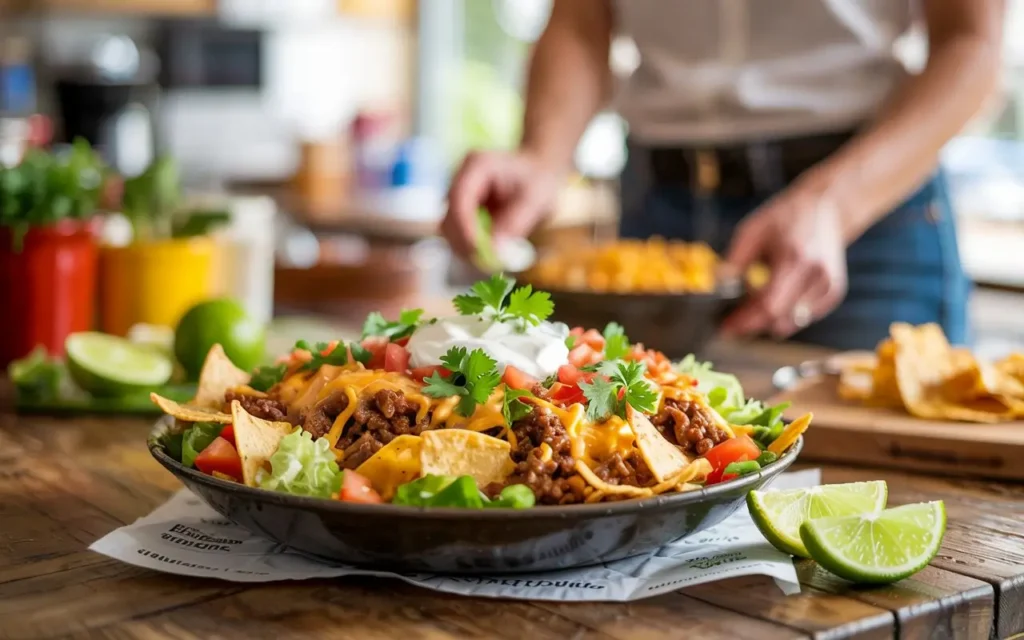 taco bueno beef nacho salad recipe serving