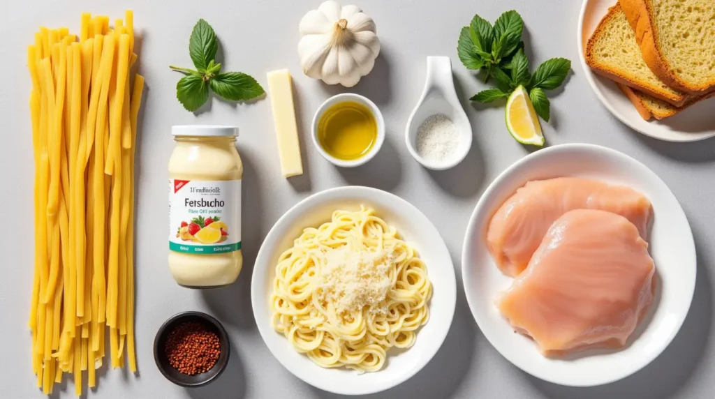 Chicken Alfredo Recipe with Jar Sauce ingredients