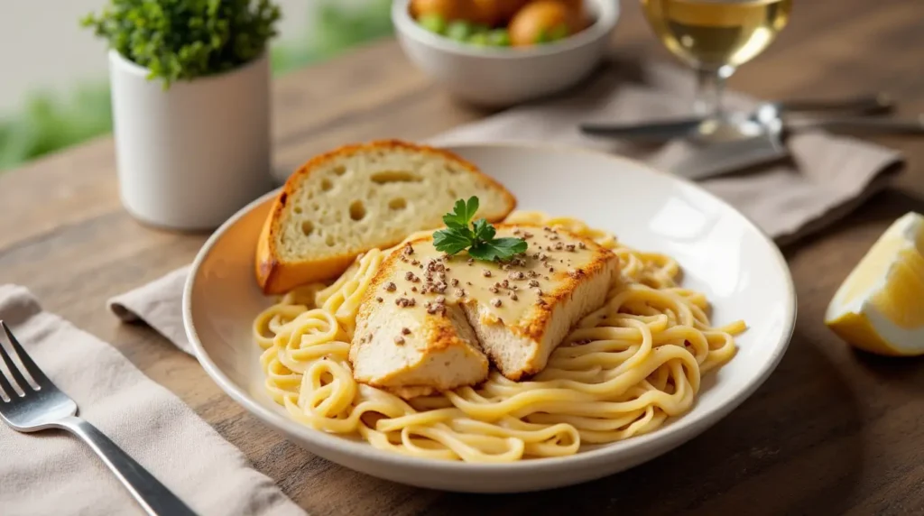 Chicken Alfredo Recipe with Jar Sauce serving