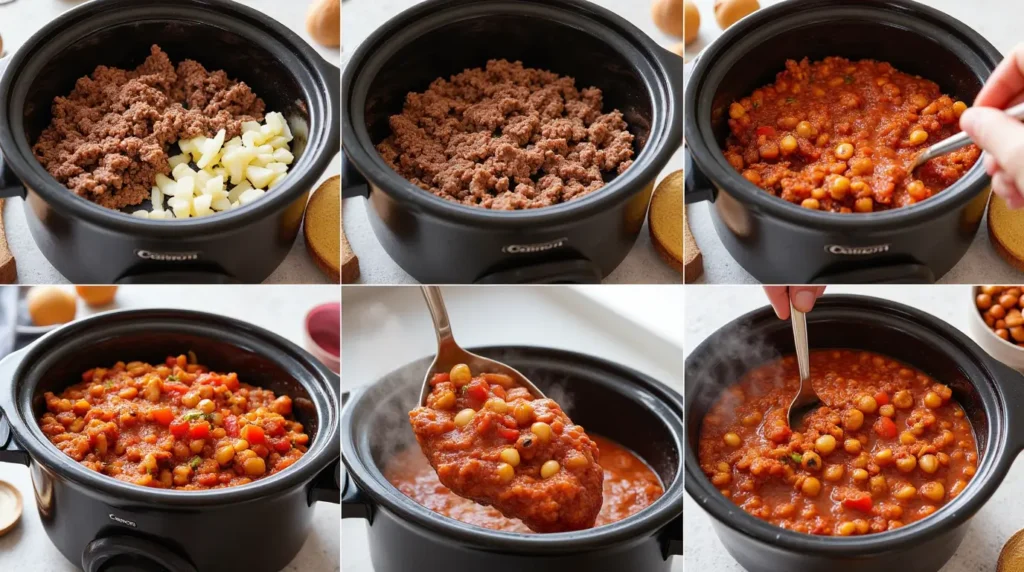 Crockpot Recipes with Ground Beef step by step instructions