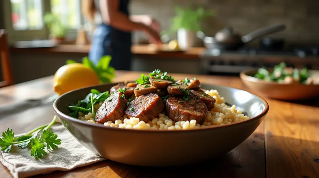 Garlic Butter Beef Rice Bowl -Shaved Beef Recipe