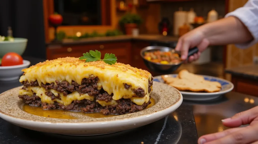 Greek Dinner Ideas-Classic Greek Moussaka serving