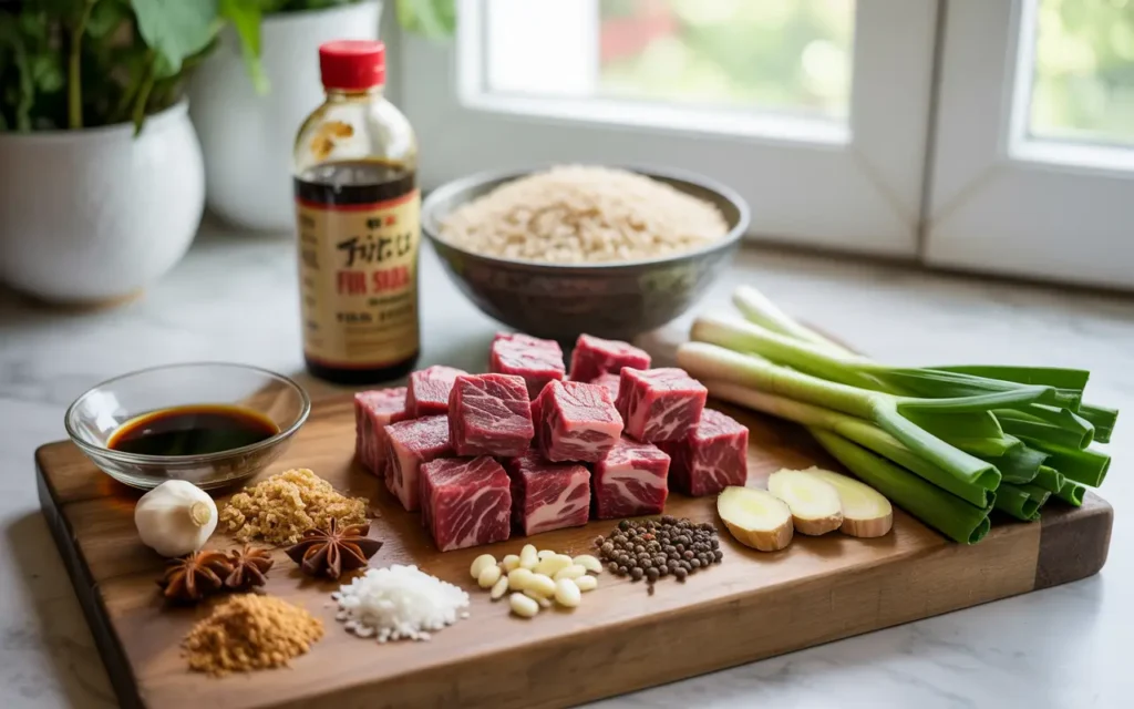Beef Pares Filipino Recipe ingredients