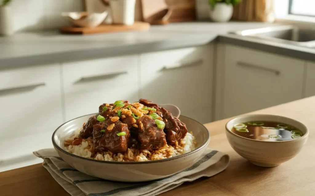 Beef Pares Filipino Recipe serving
