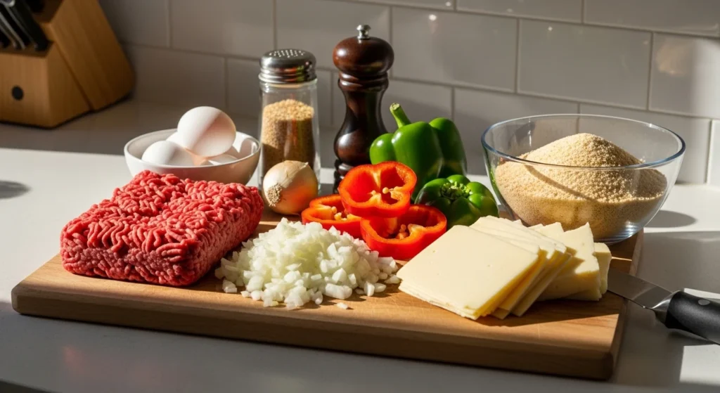 Cheesesteak Meatloaf ingredients