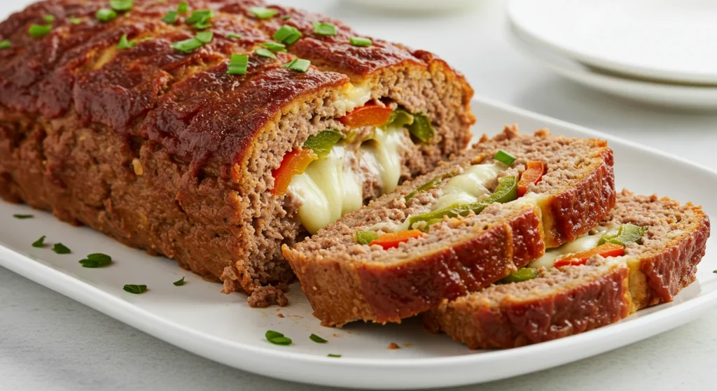 Cheesesteak Meatloaf serving step by step