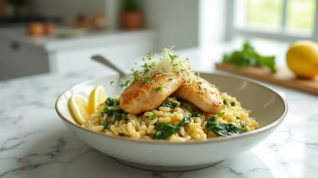 Lemon Chicken Orzo Recipe serving