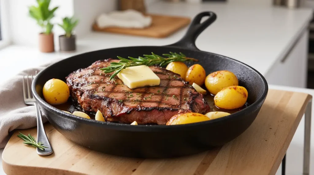 One-Pan Beef Steak with Potatoes Recipe serving