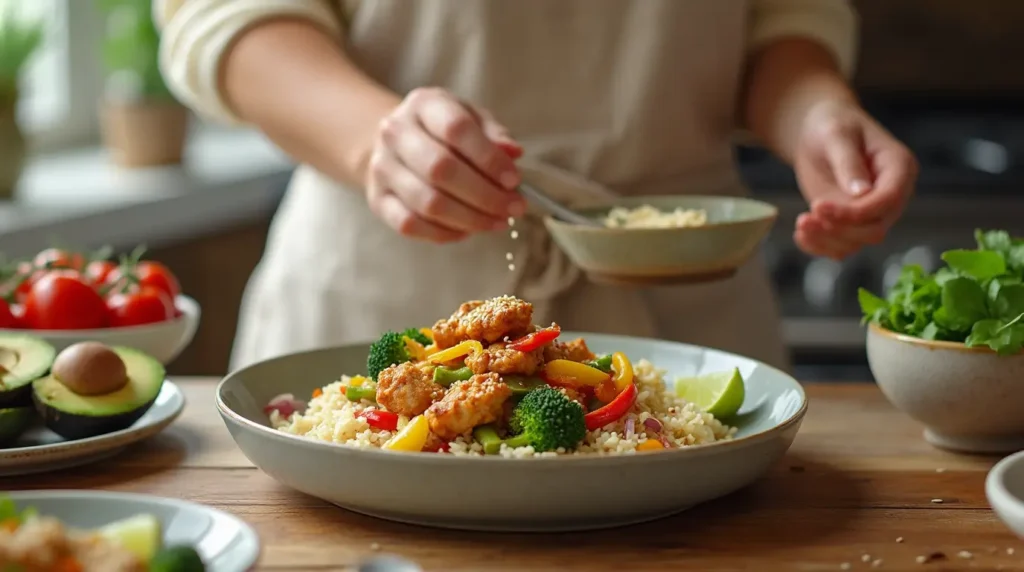 One-Pan Chicken Rice Bowl Recipe serving