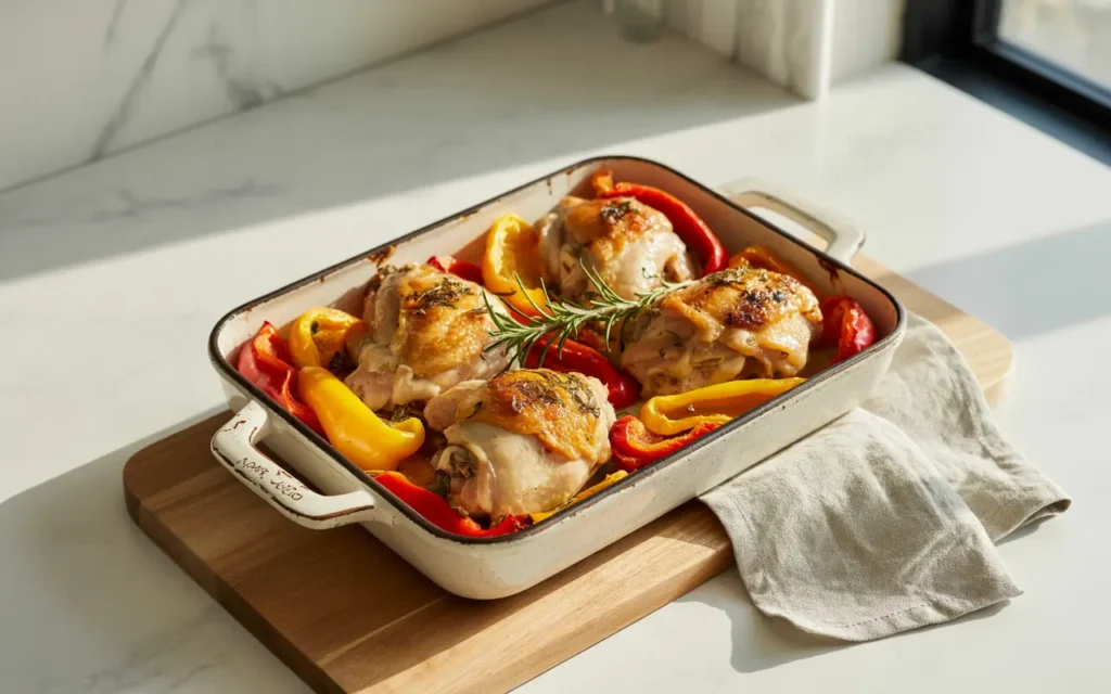 Roasted Chicken Thighs with Sweet Pepper Medley