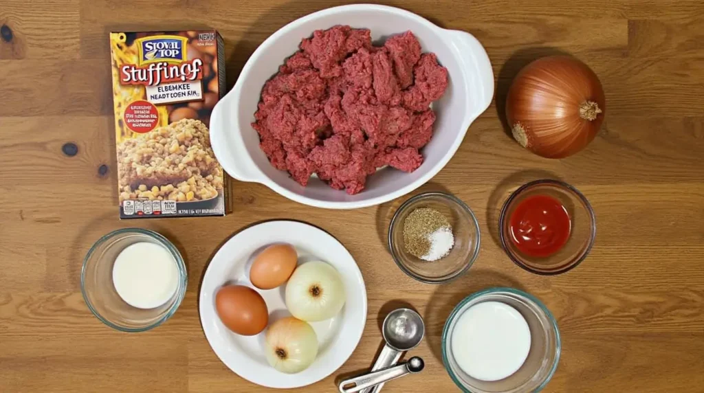 Stovetop Stuffing Meatloaf ingredients