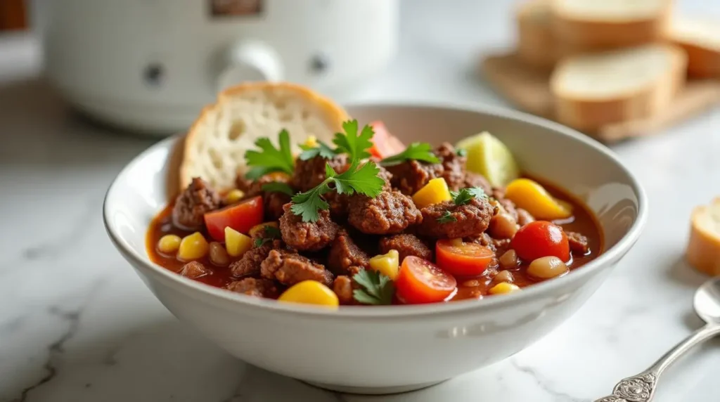 crock pot recipe with ground beef serving