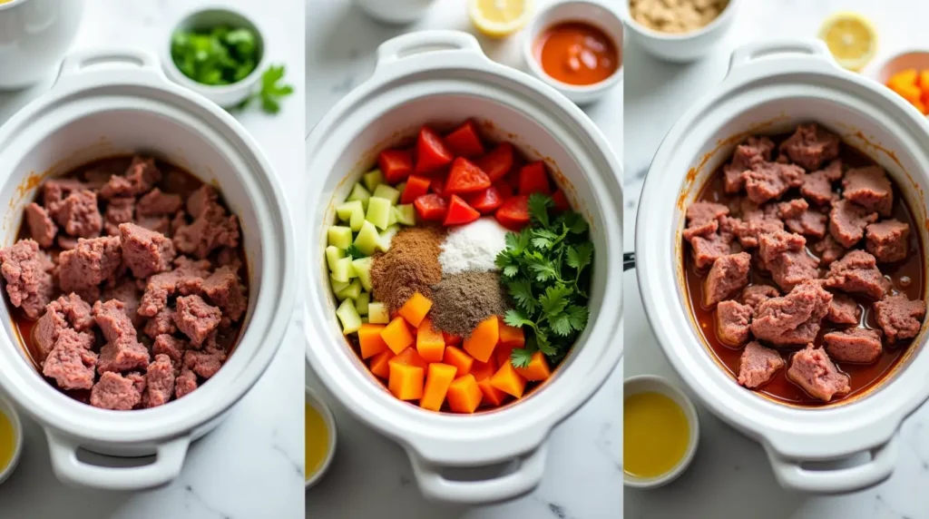 crock pot recipe with ground beef step by step