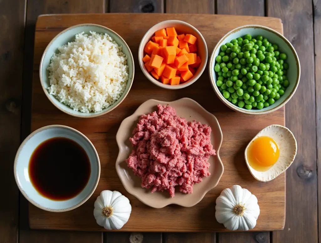 Fried Rice with Ground Beef ingredients