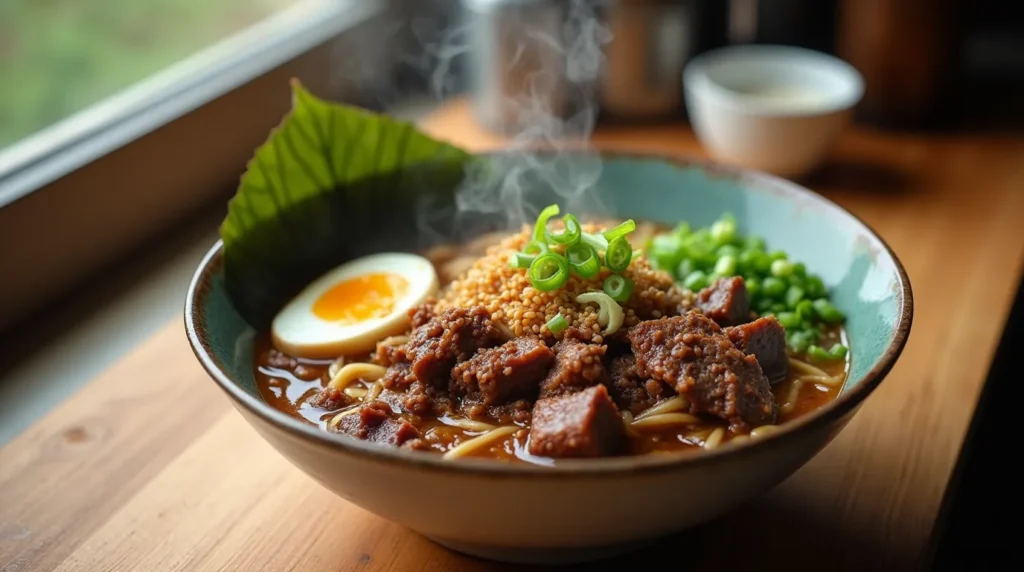 Ground Beef and Ramen serving