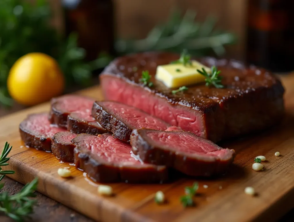 Pan Seared Round Steak serving